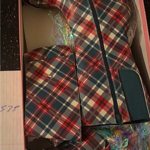 Dolls Kill Plaid Heeled Boots - Red and Blue